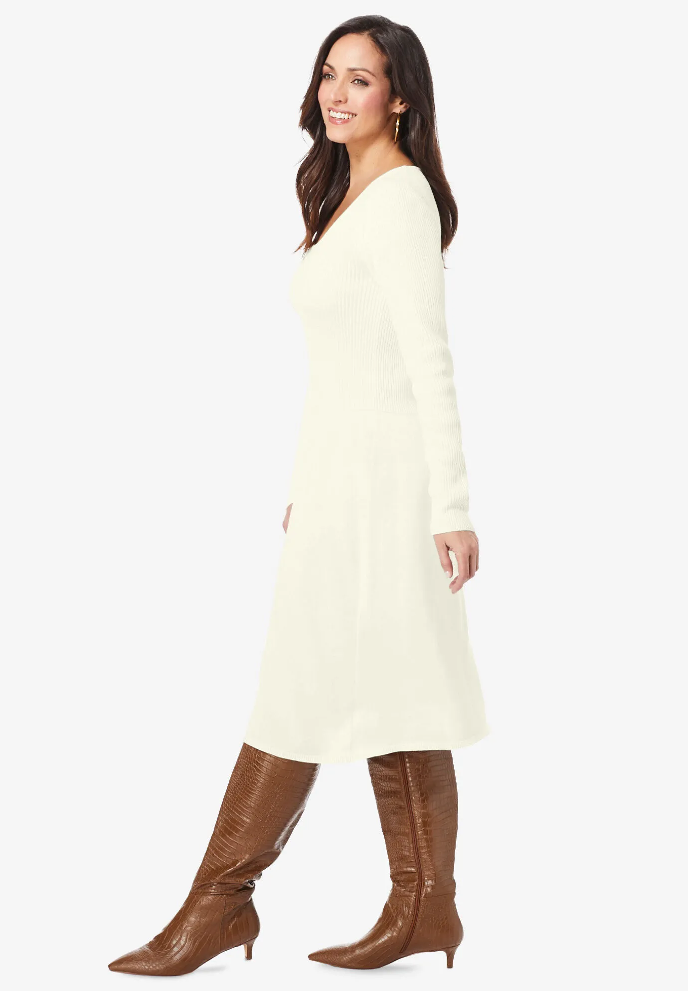 Cotton Ribbed Sweater Dress