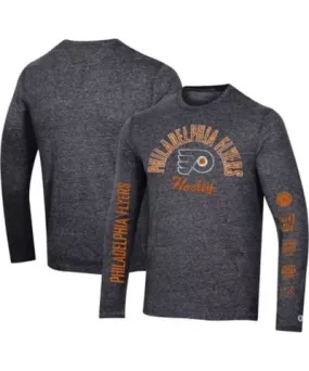 Cutter & Buck Men's NHL Philadelphia Flyers Multi-Logo Tri-Blend Long Sleeve T-Shirt