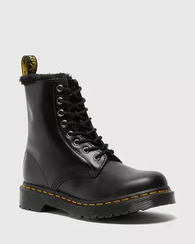 Dr Martens - 1460 Serena Dark Grey Atlas Faux Fur Lace Boots 26238021