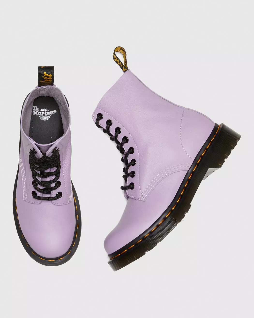 Dr Martens 1460 Women's PASCAL BLACK EYELET LACE UP BOOTS (Lilac Virginia)