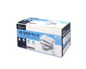 ELUJAI Triple Disposable Mask 50pcs Made in Korea Multi Filter Disposable Face Mask White Color Block Fine Dust