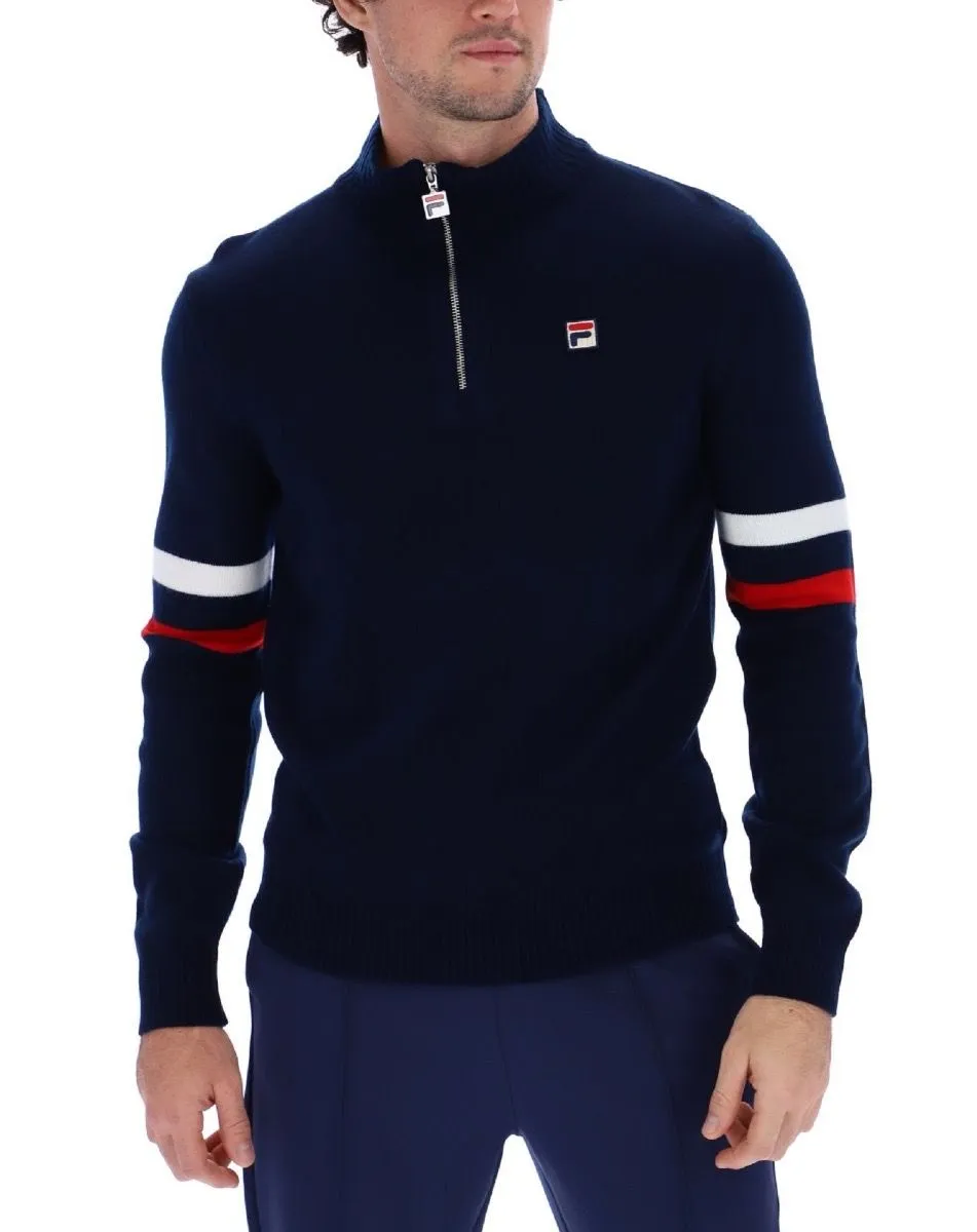 Fila Harrison Quarter Zip Jumper Navy/White/Red