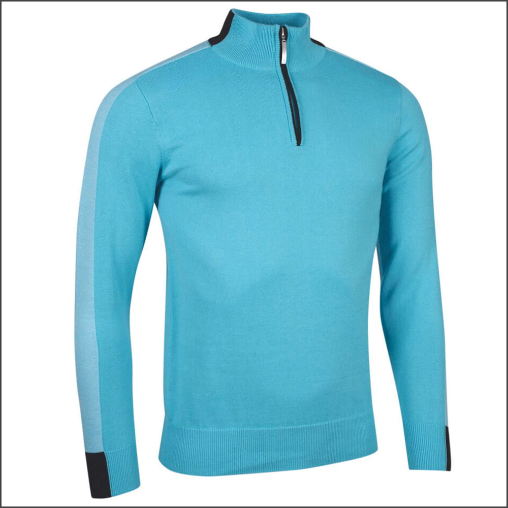 Glenmuir Kipen Quarter Zip Birdseye Sleeve Cotton Sweater.