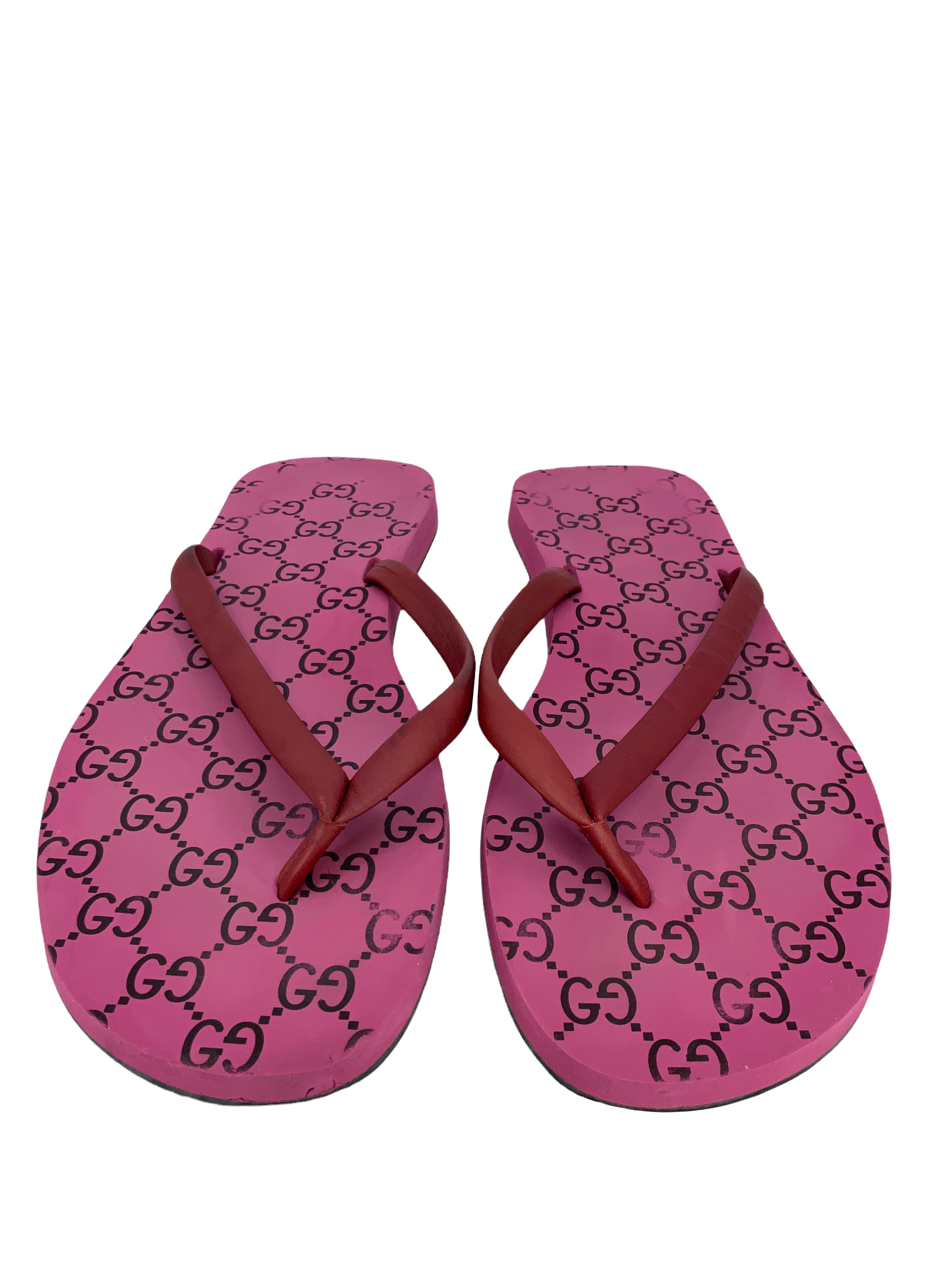 Gucci GG Monogram Flip Flop Sandals Size 9.5