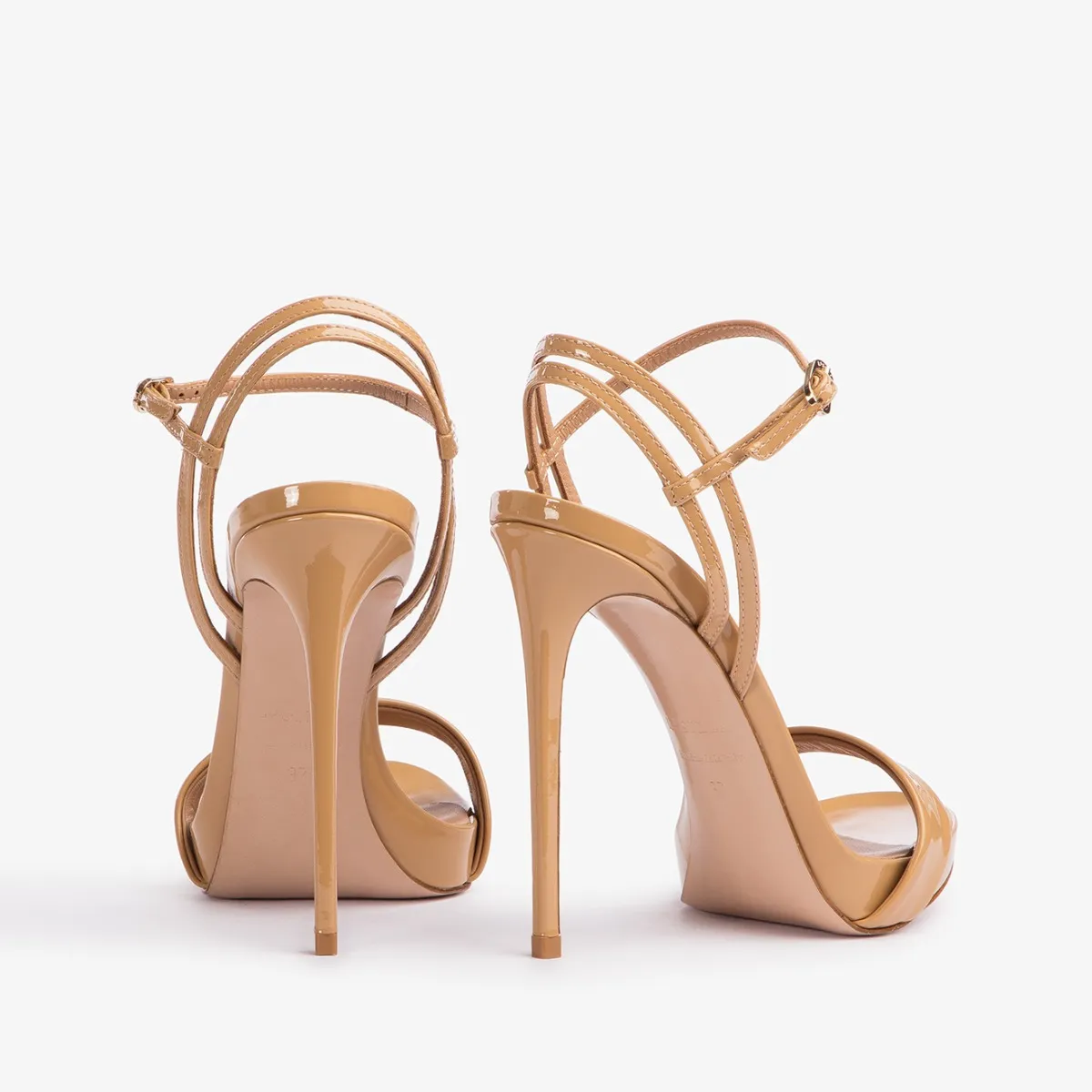 GWEN SANDAL 120 mm Doha sand patent leather sandal