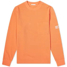 Helmut Lang Long Sleeve Logo Pocket Waffle T-ShirtIndustrial Orange