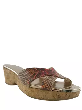 Jimmy Choo Prima Snakeskin Cork Sandals Size 7.5