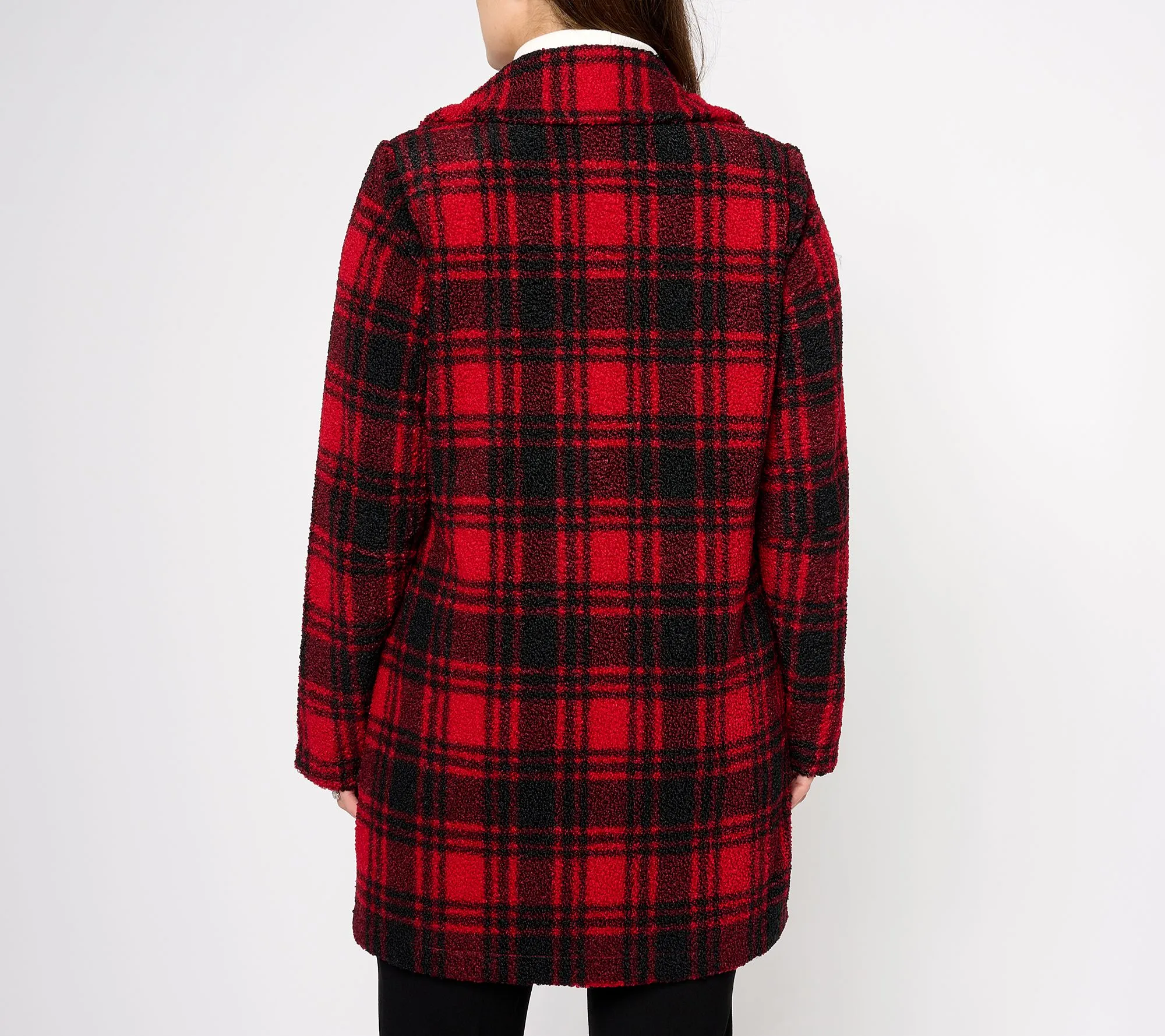 Joan Rivers Regular Plaid Sherpa Teddy Coat