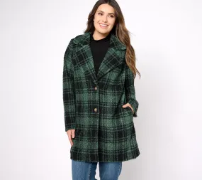 Joan Rivers Regular Plaid Sherpa Teddy Coat