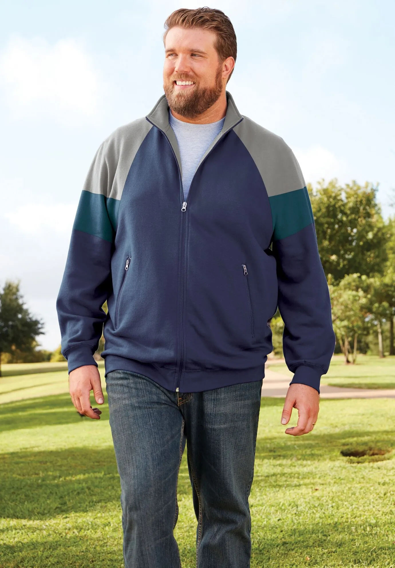 KS Sport™ Wicking Color Block Full Zip Track Jacket