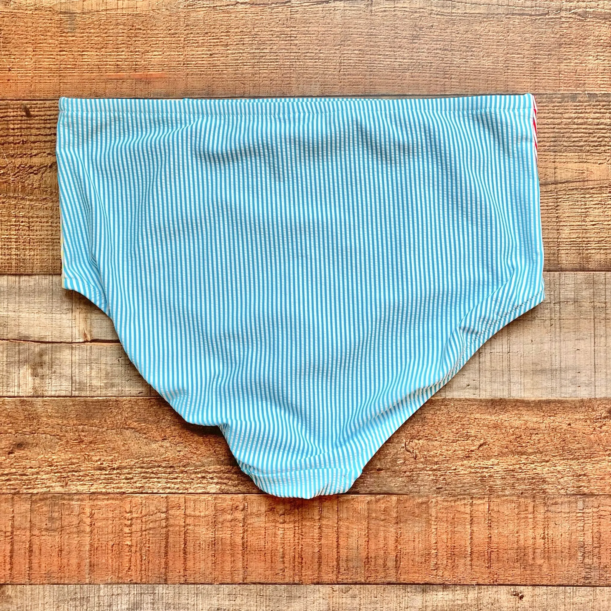 Lands End Blue/Yellow/Red Color Block Seersucker Bikini Bottoms- Size 18W (we have matching top, sold out online)