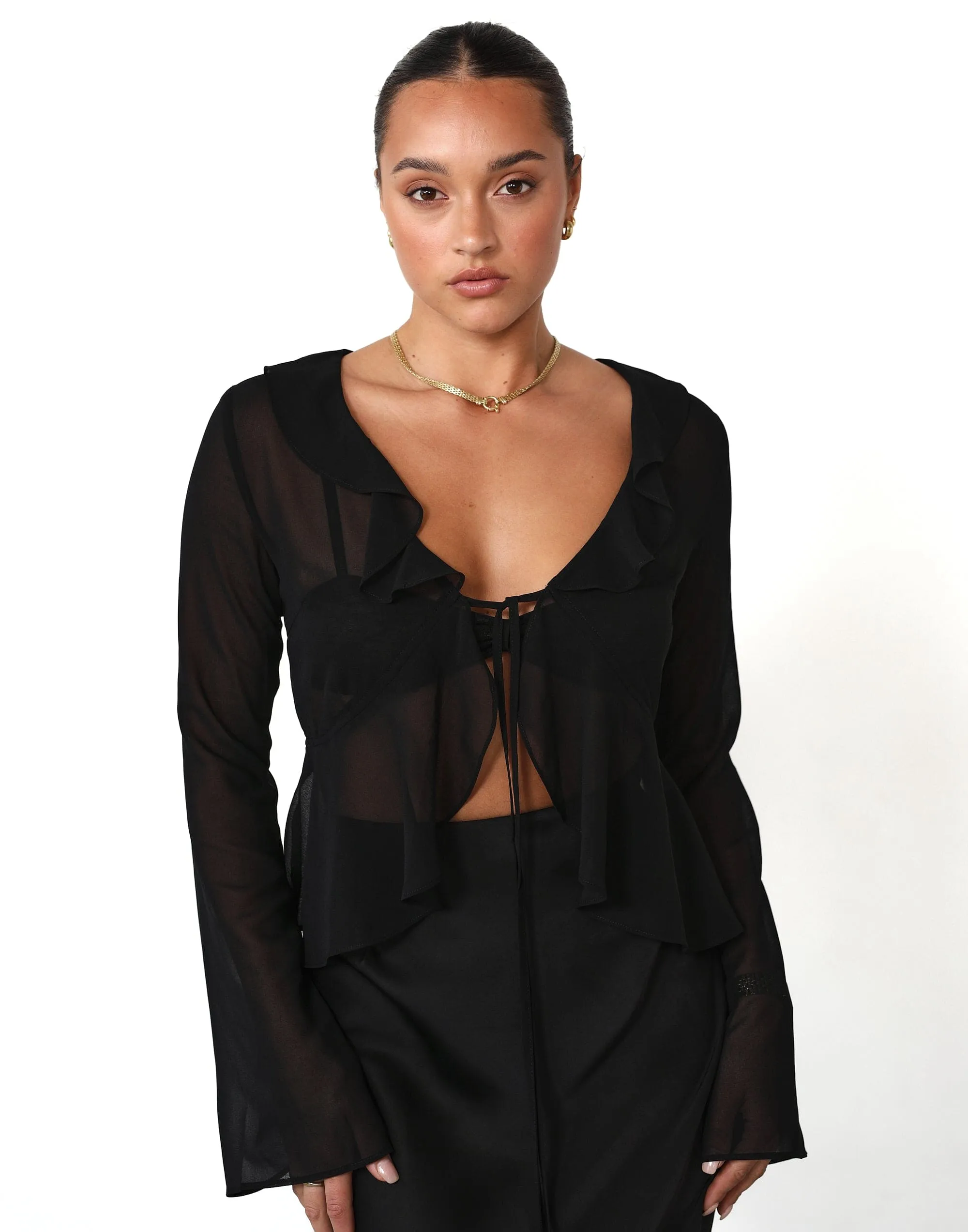 Leah Long Sleeve Top (Black)