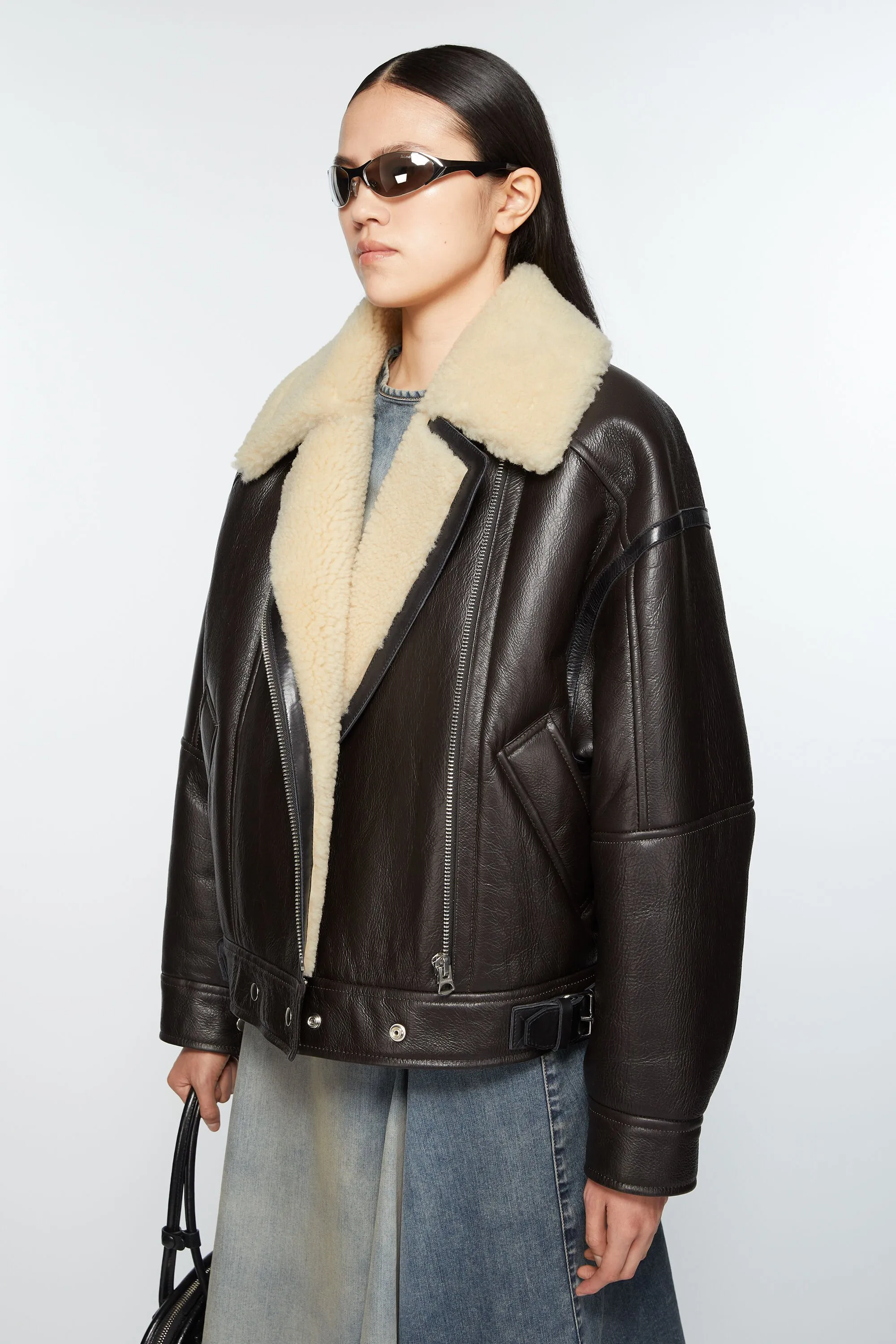 Leather shearling jacket