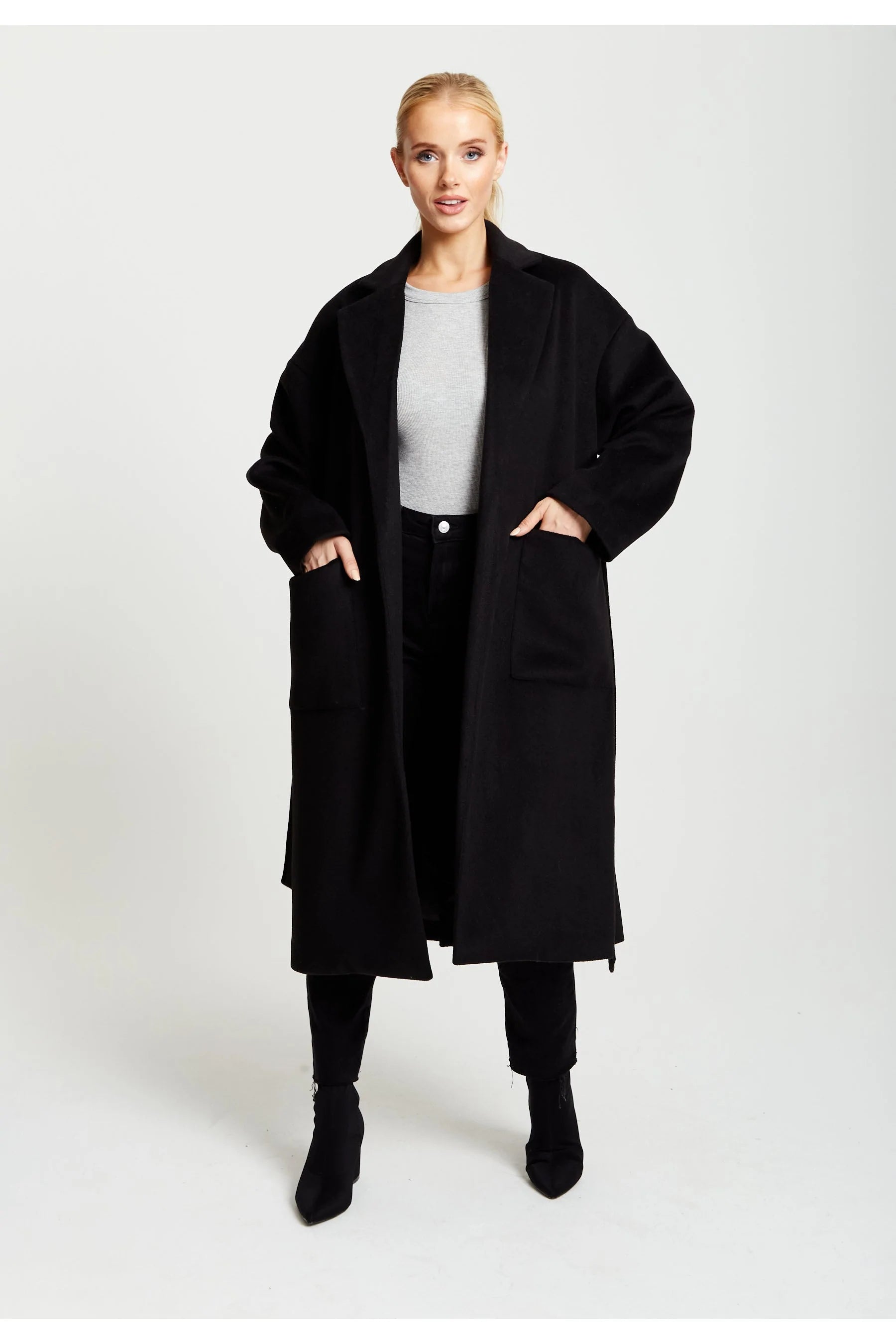 Liquorish Belted Longline Coat