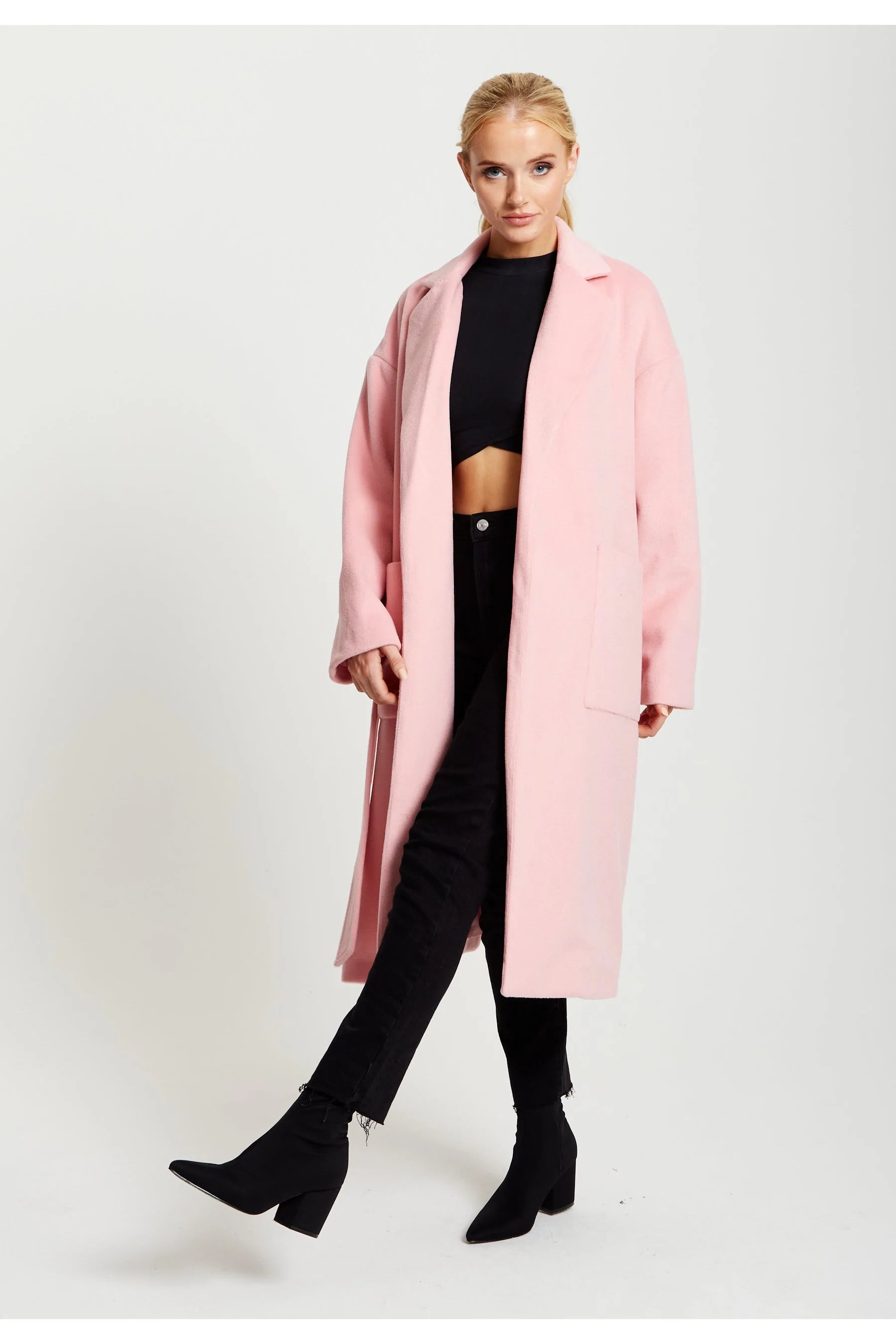 Liquorish Belted Longline Coat