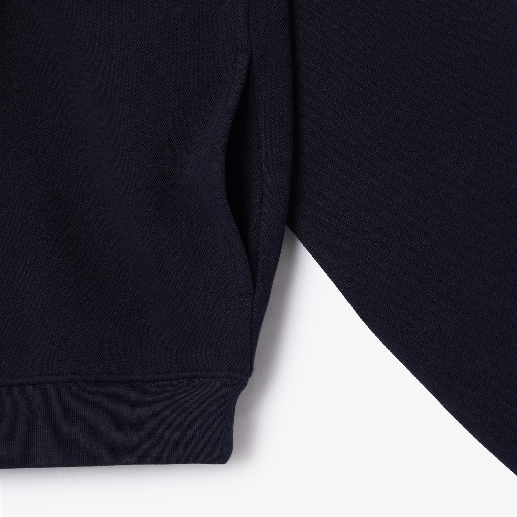 Loose Fit Quarter Zip Cotton Pique Sweatshirt Navy - SS24