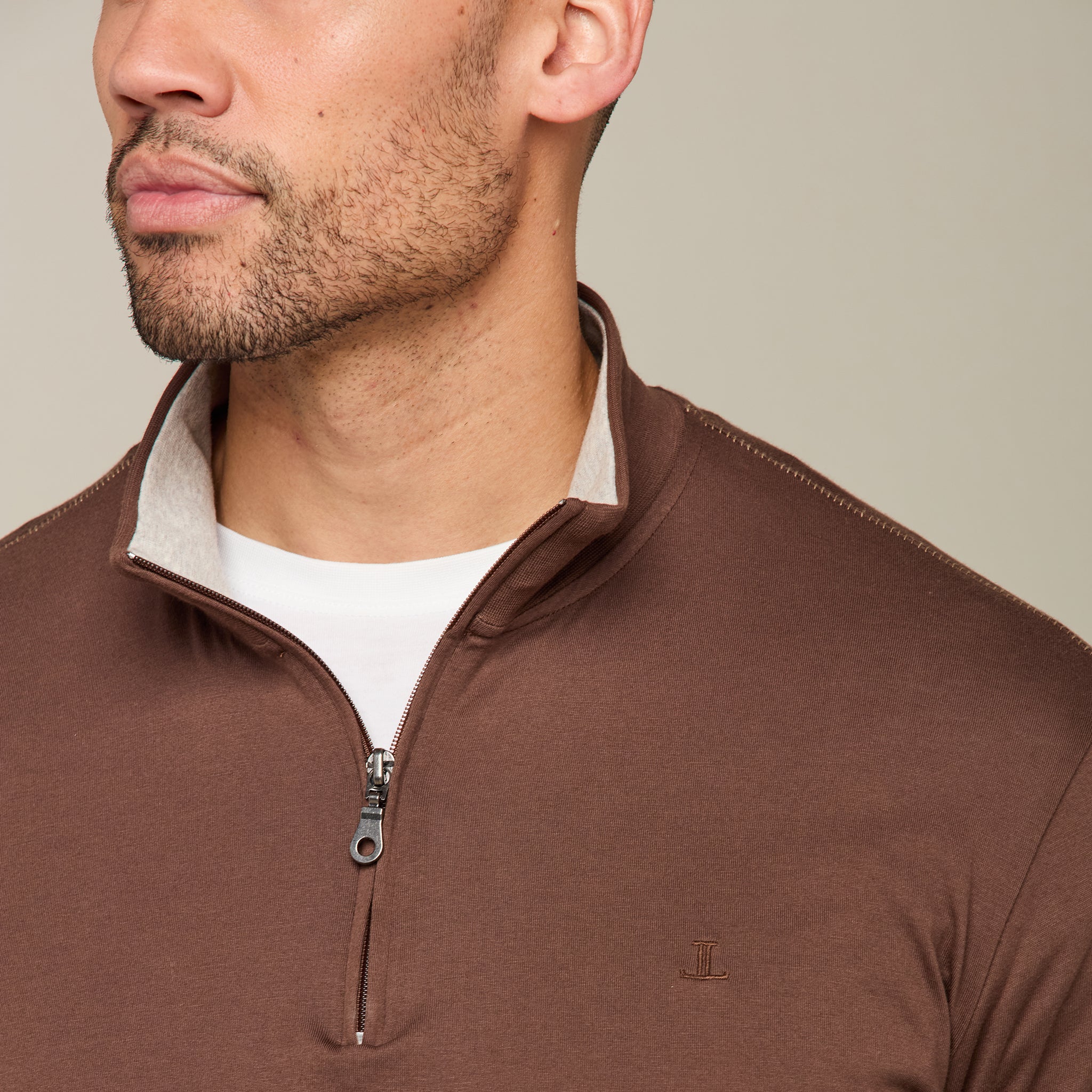 Lucchese Pima Cotton Quarter Zip :: Brown