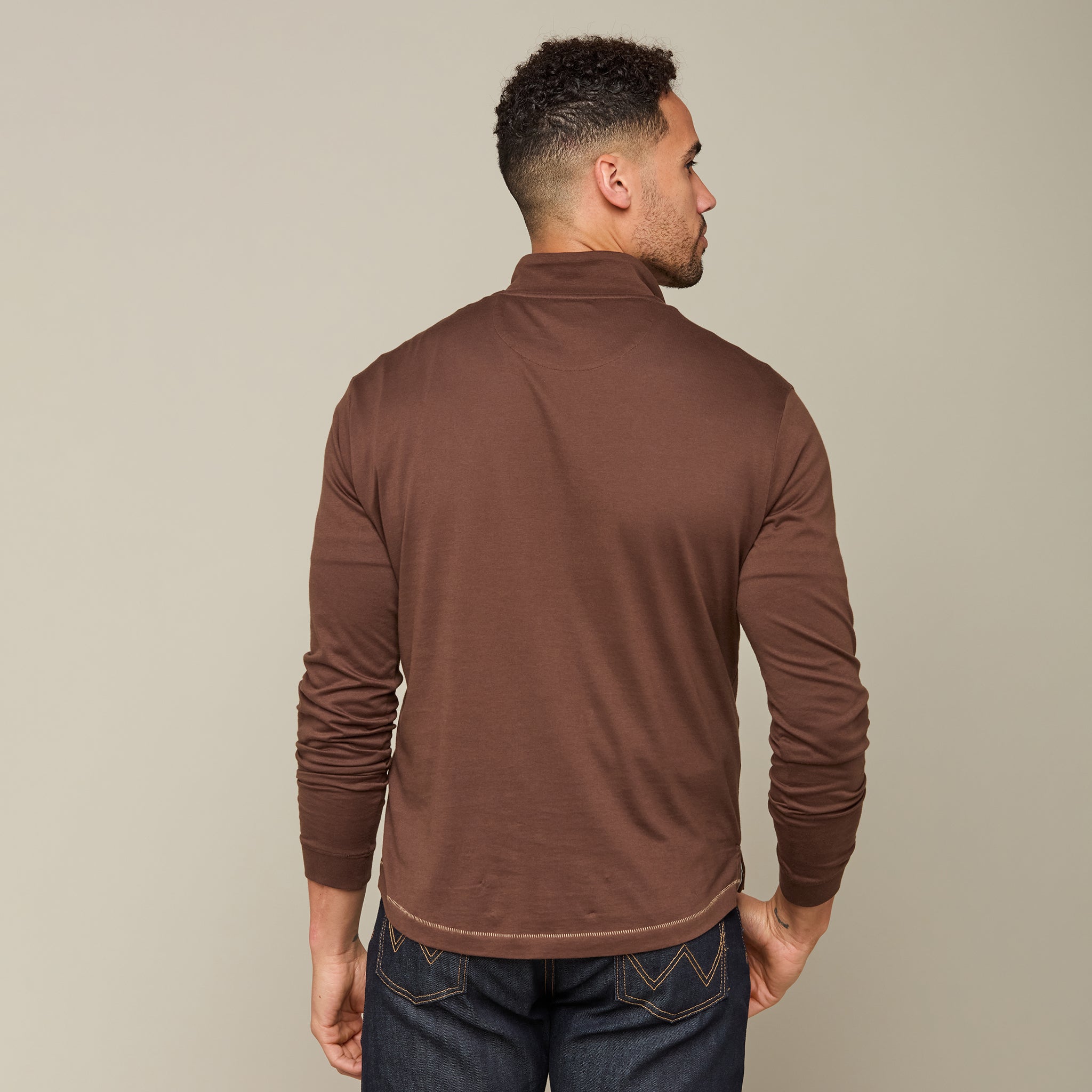 Lucchese Pima Cotton Quarter Zip :: Brown