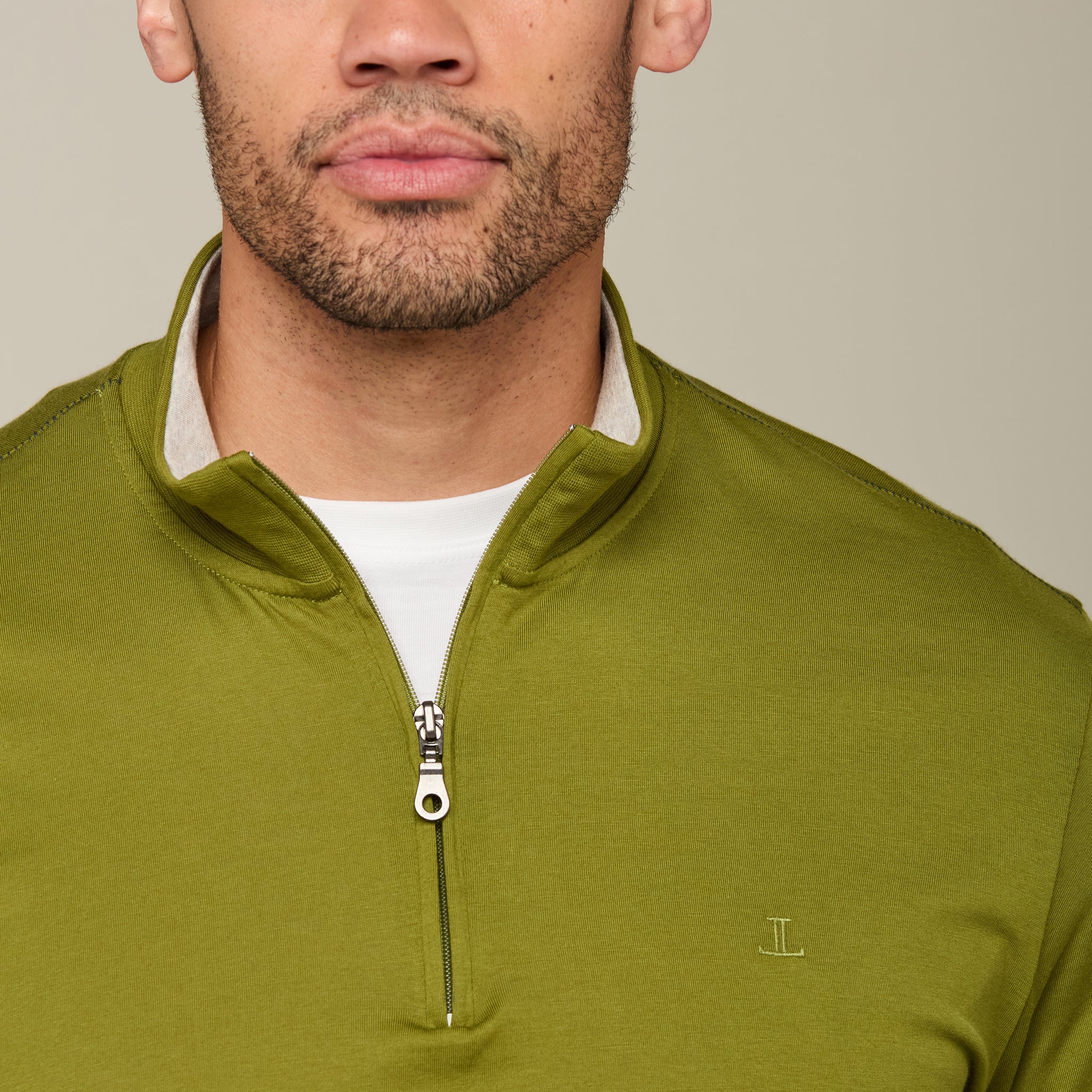 Lucchese Pima Cotton Quarter Zip :: Olive