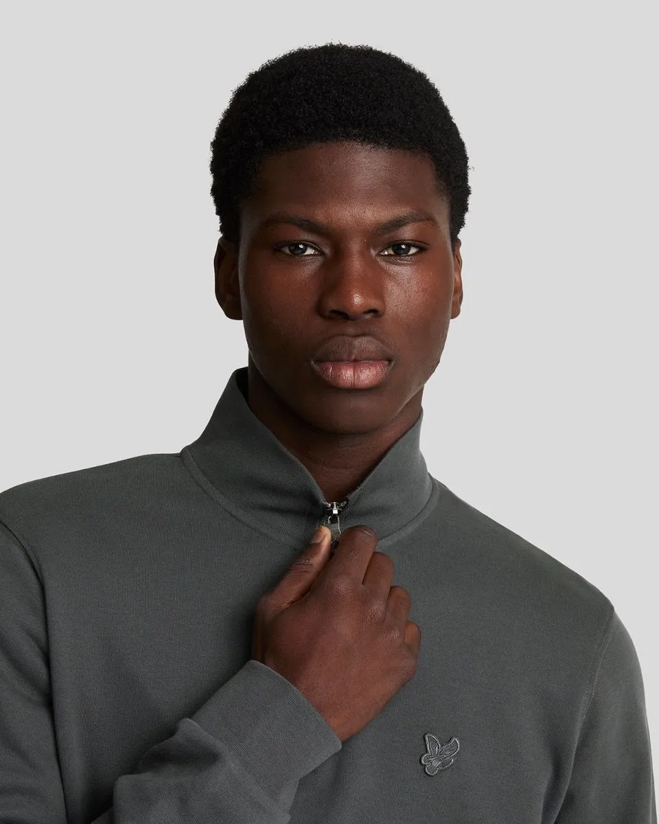 Lyle & Scott Quarter Zip Sweatshirt Jumper Gunmetal