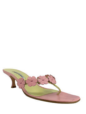 MANOLO BLAHNIK Flower Applique Thong Sandals Size 11