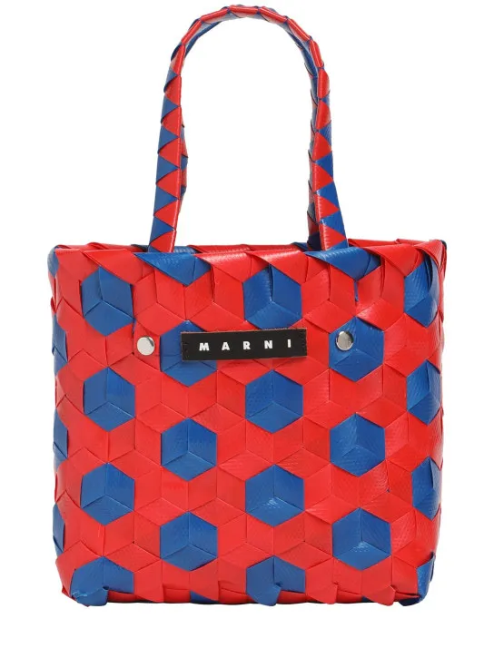 Marni Junior   Color block woven basket bag w/ logo 