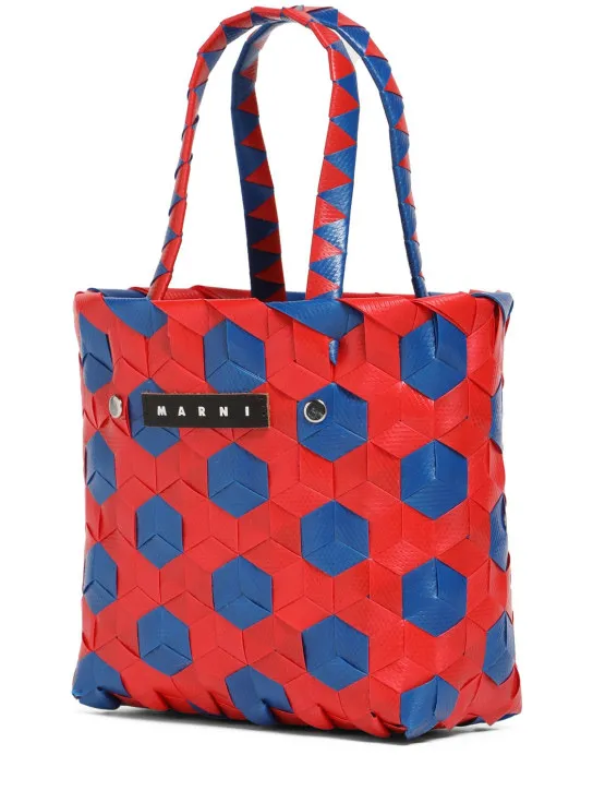 Marni Junior   Color block woven basket bag w/ logo 