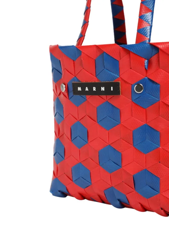 Marni Junior   Color block woven basket bag w/ logo 