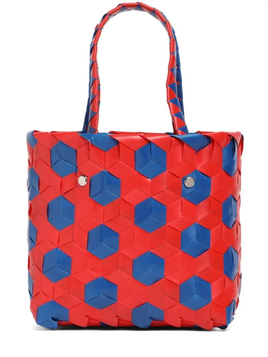 Marni Junior   Color block woven basket bag w/ logo 