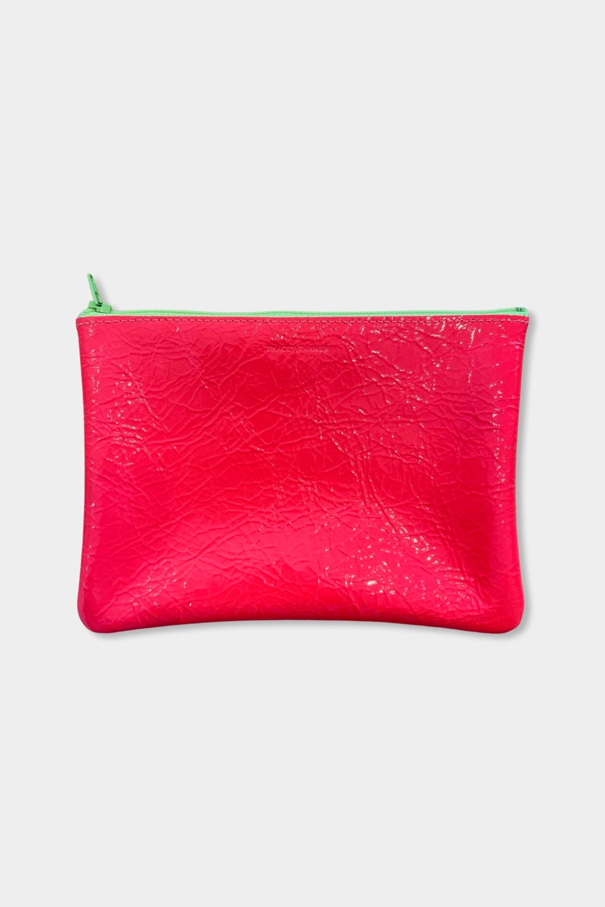 Medium Color Block Zip Pouch | Fluoro Pink + Fluoro Red