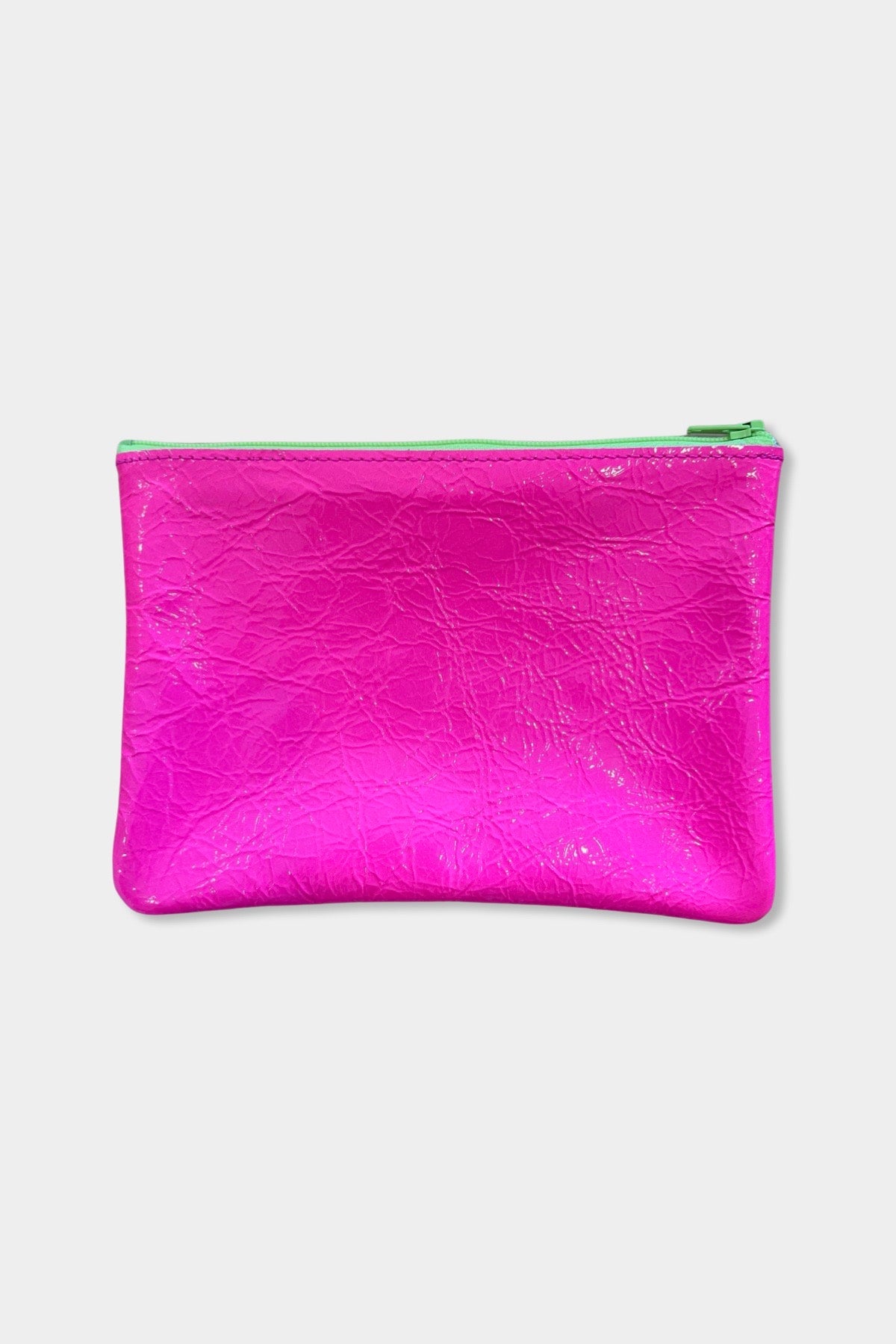 Medium Color Block Zip Pouch | Fluoro Pink + Fluoro Red