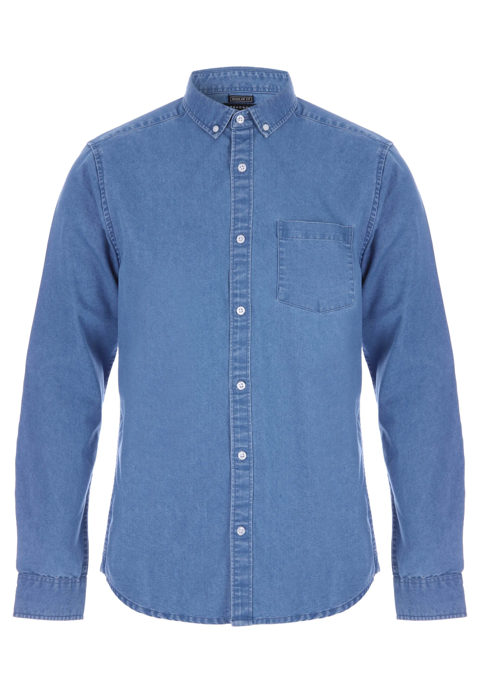 Mens Blue Long Sleeve Denim Shirt