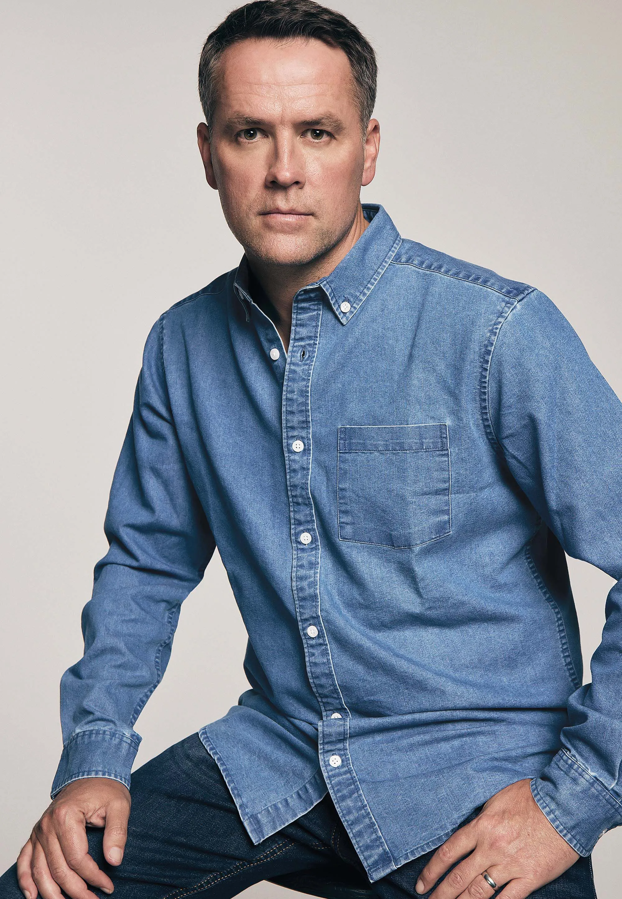 Mens Blue Long Sleeve Denim Shirt