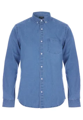 Mens Blue Long Sleeve Denim Shirt