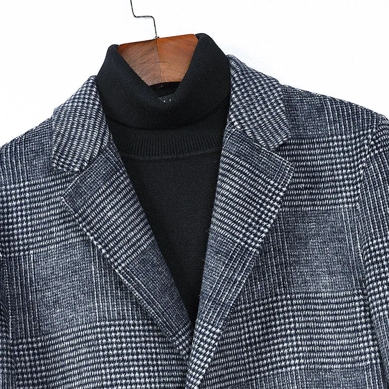 Men's Fashion Plaid Double-sided Woolen Coat