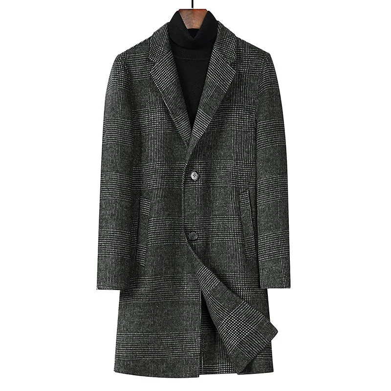 Men's Fashion Plaid Double-sided Woolen Coat