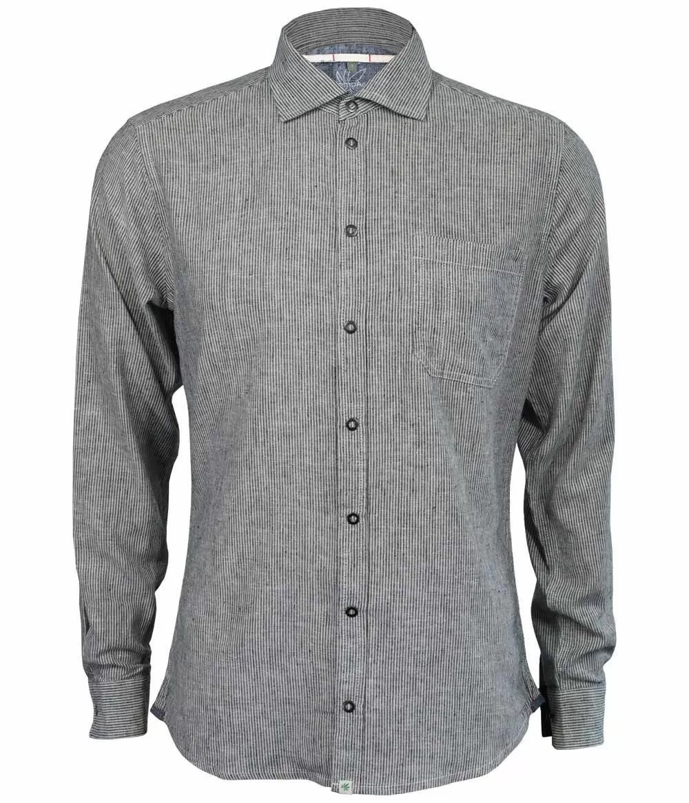 Mens Organic Hemp and Cotton Long Sleeve Striped Shirt