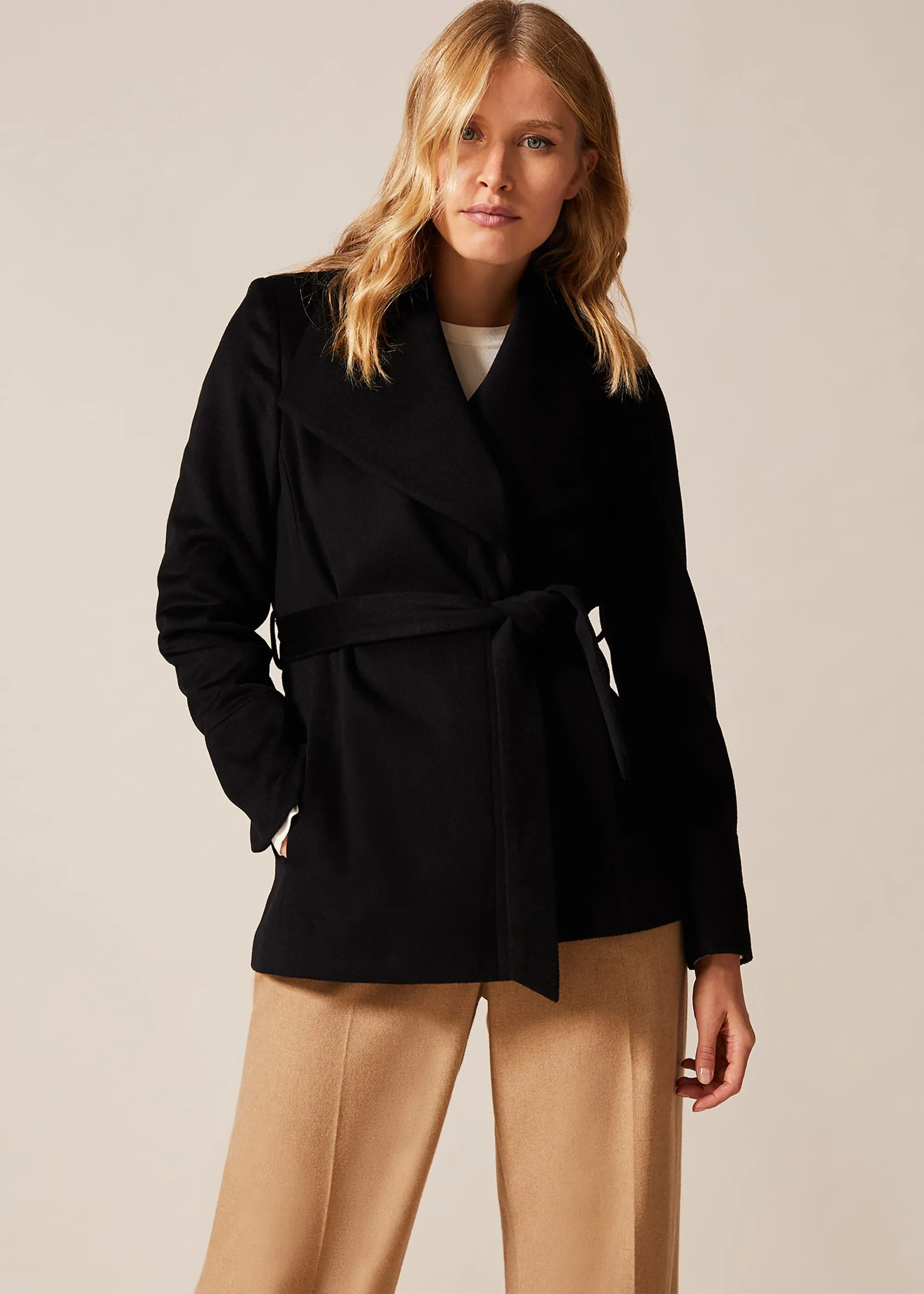 Nicci Short Belted Wool Coat