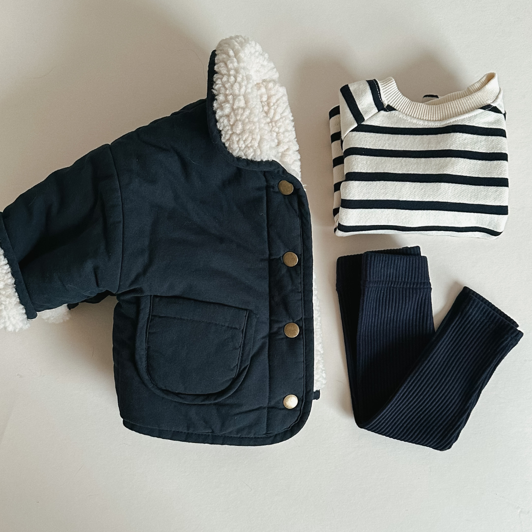 Reversible Teddy Coat - Navy