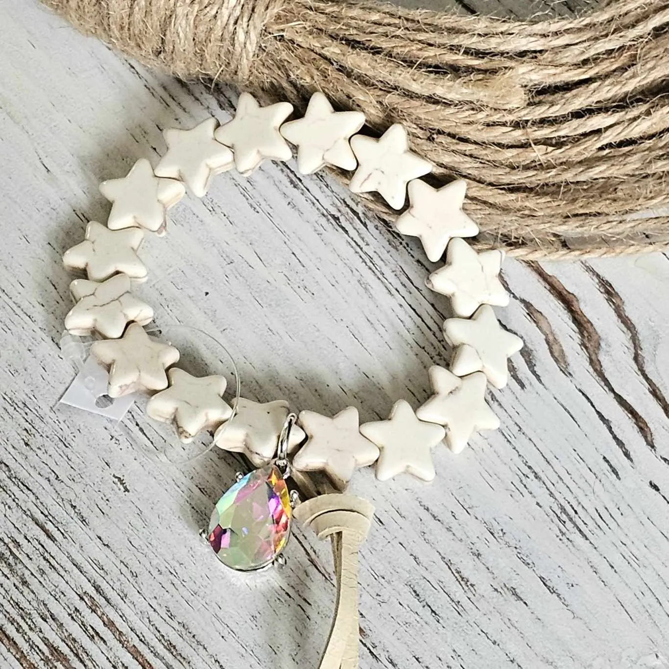 SL Small White Star Stretch Bracelet