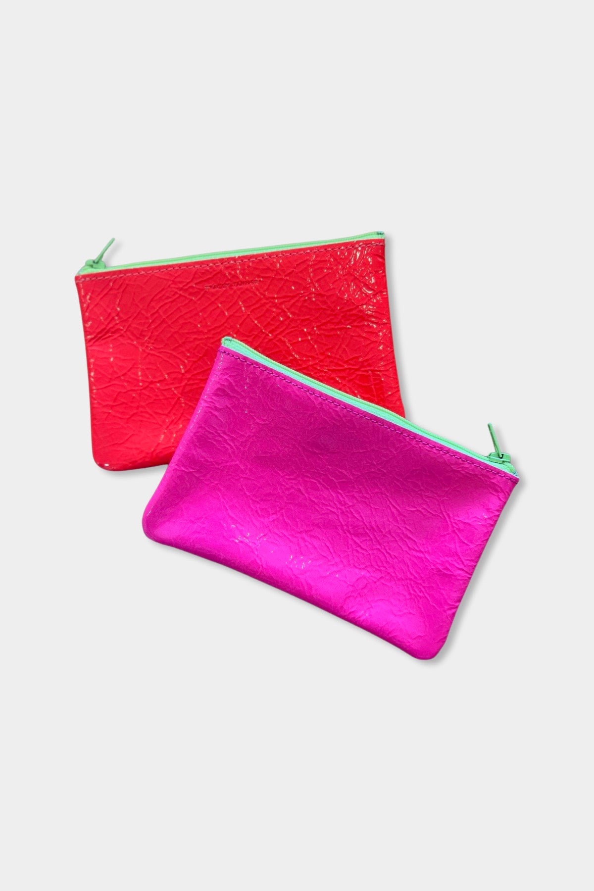 Small Color Block Zip Pouch | Fluoro Pink + Fluoro Red