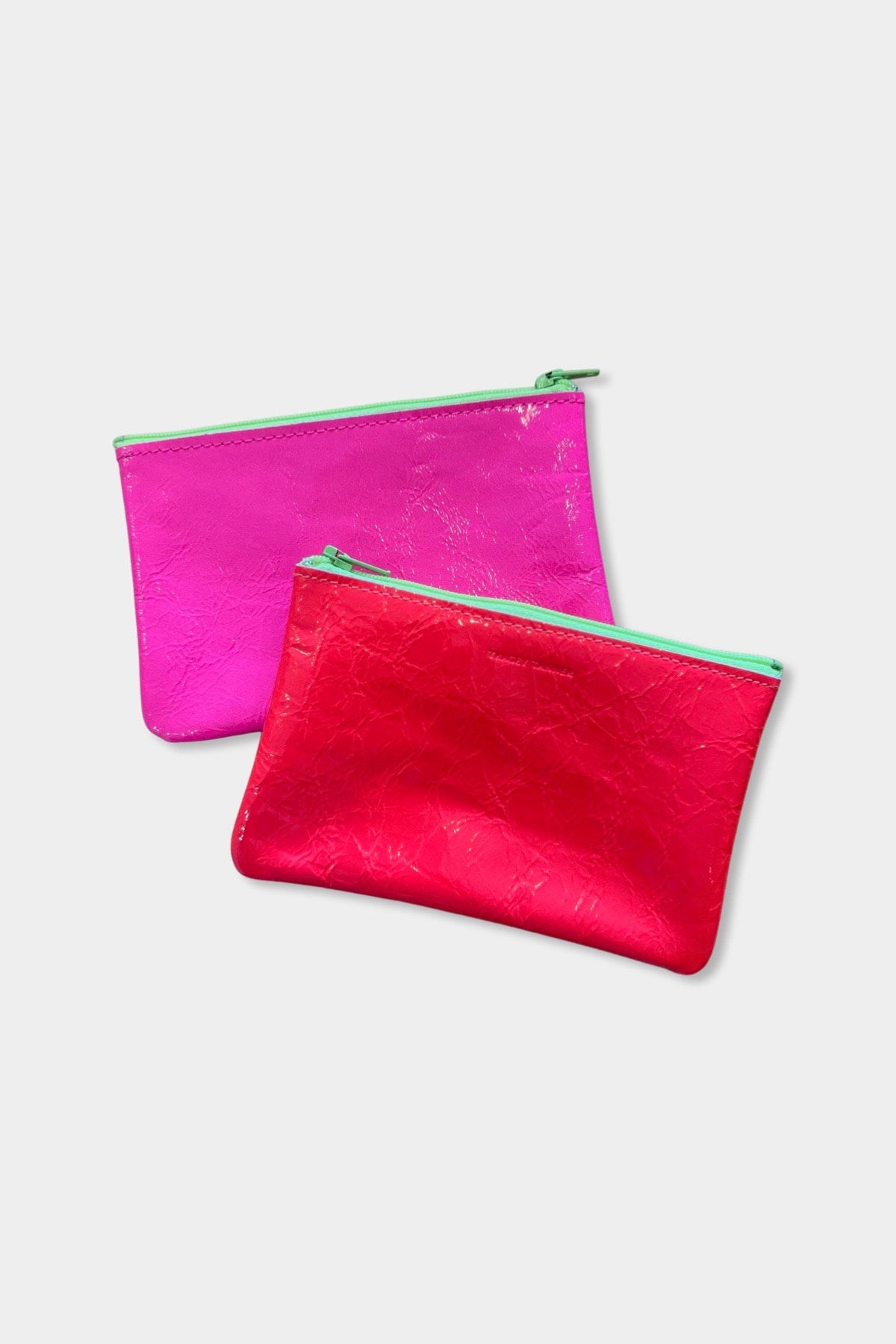 Small Color Block Zip Pouch | Fluoro Pink + Fluoro Red