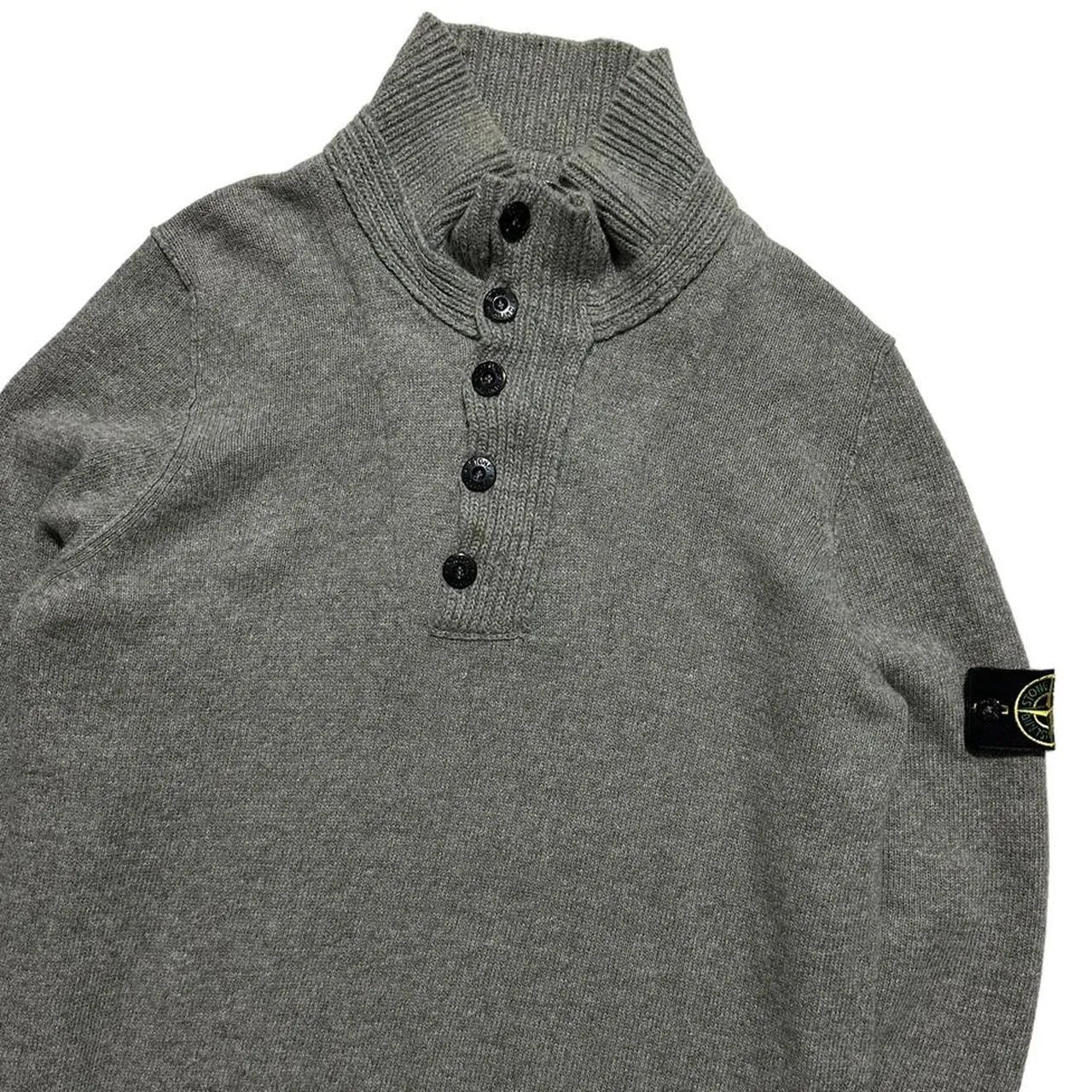 Stone Island Grey Wool Quarter Zip