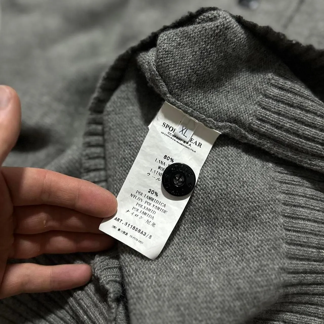 Stone Island Grey Wool Quarter Zip