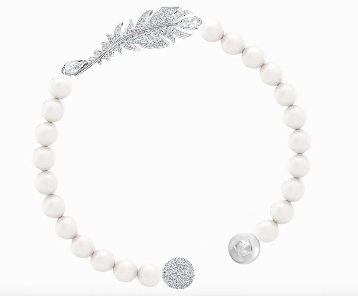 Swarovski NICE PEARL BRACELET, Small, White, Rhodium -5515034