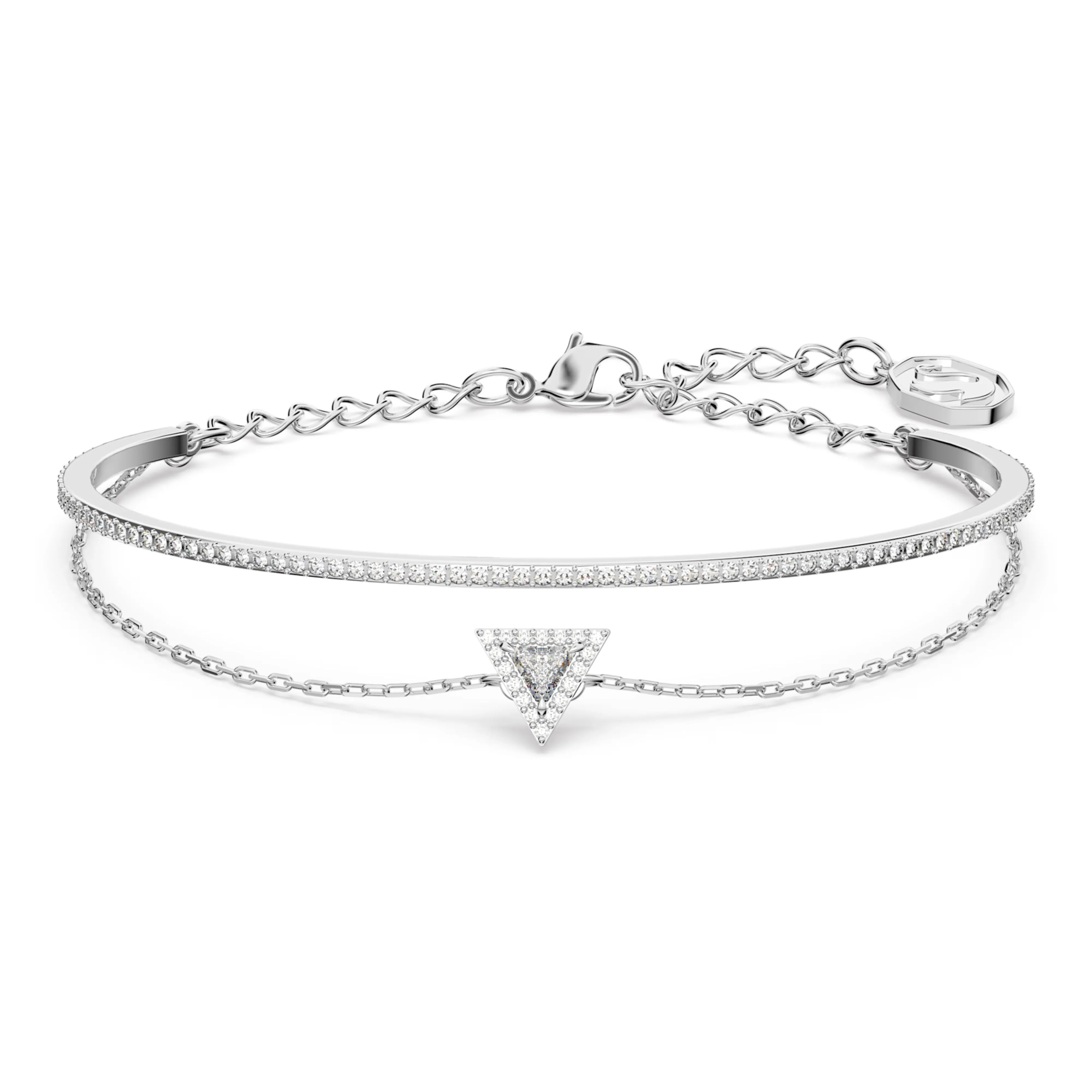 Swarovski Ortyx bracelet Triangle cut, Pavé, White, Rhodium plated, Small-5643731