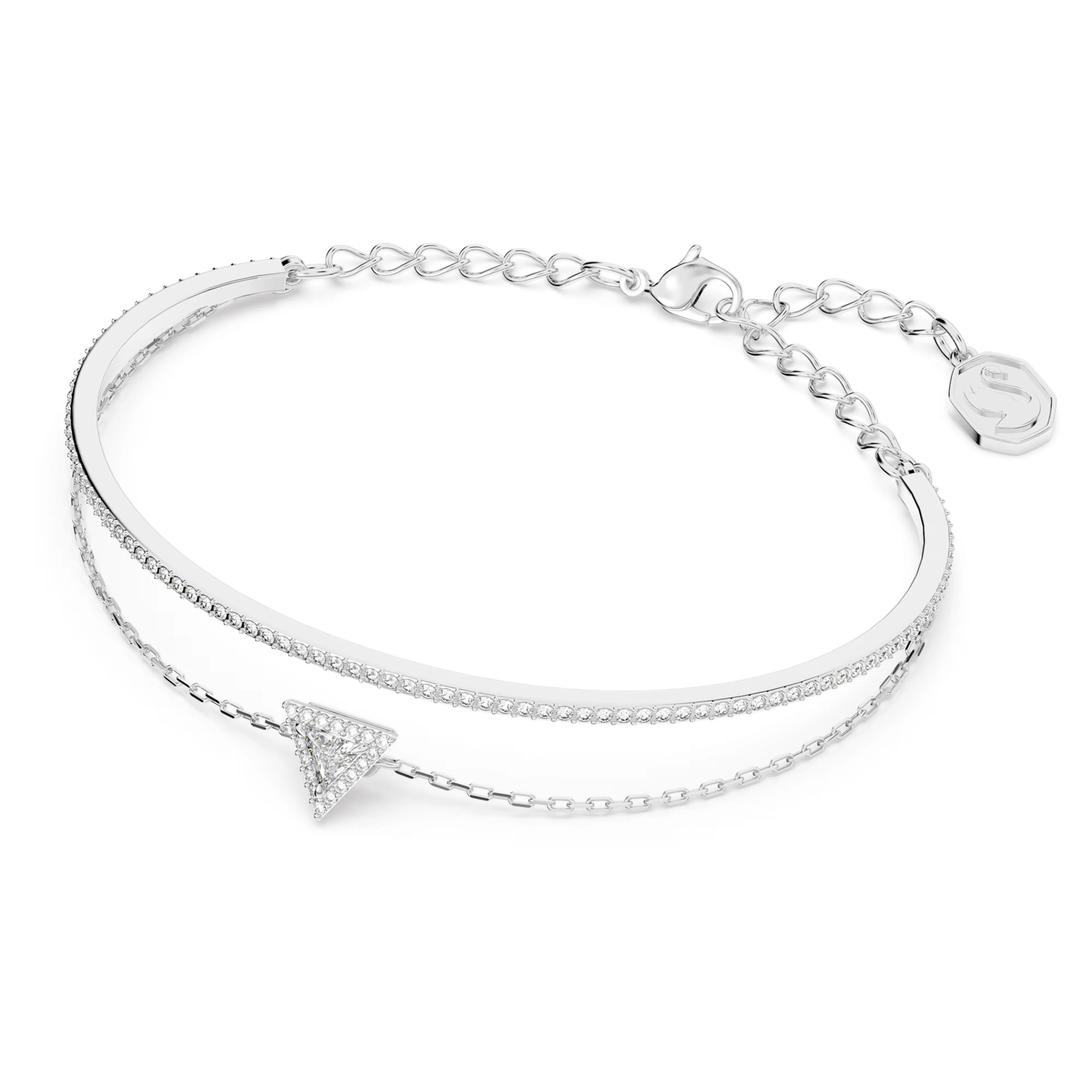 Swarovski Ortyx bracelet Triangle cut, Pavé, White, Rhodium plated, Small-5643731