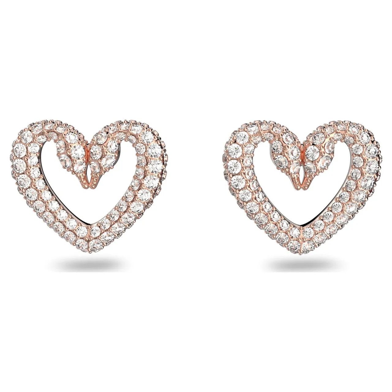 Swarovski Una Stud Earrings, Heart, Small, White, Rose-Gold Tone Plated -5628659