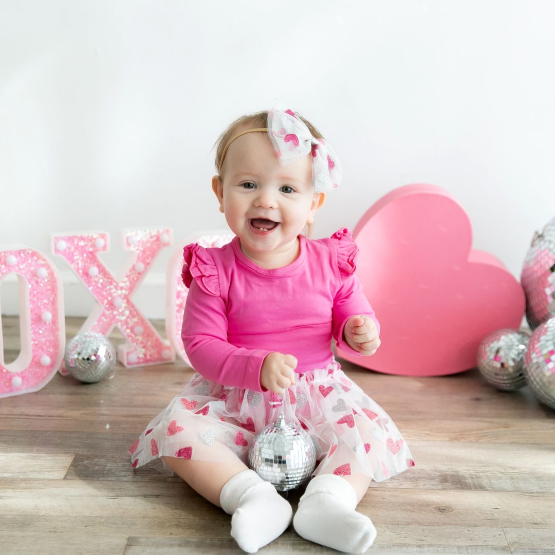 Sweet Wink Glitter Heart Valentine's Day Tulle Baby Headband