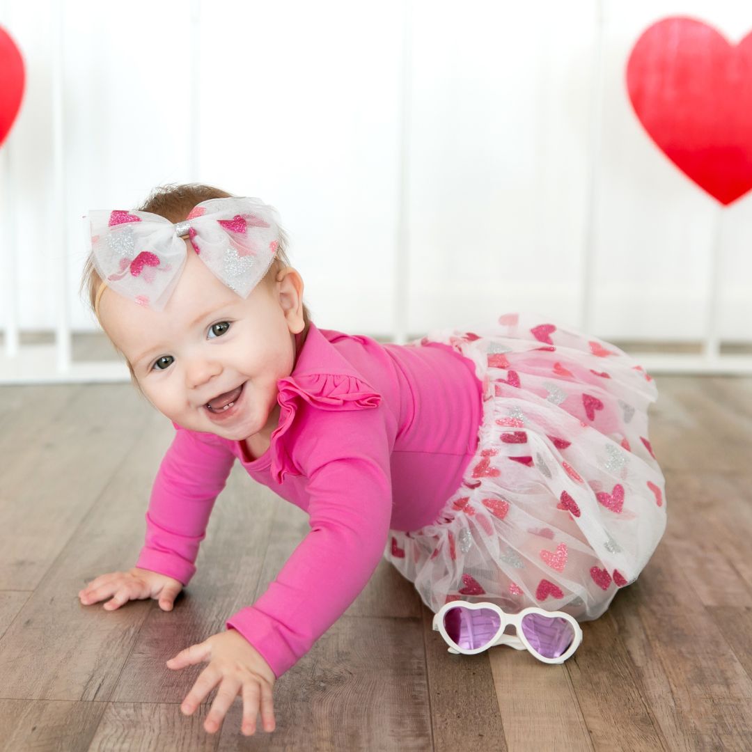 Sweet Wink Glitter Heart Valentine's Day Tulle Baby Headband